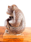 Vintage Clay Sculpture of Chimpanzee Mother & Child by Eda Martinek Henry