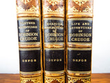 Constable Defoe 1925 Robinson Crusoe ~ Leather Bound 3 Volumes