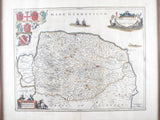 17th C Hand Color Map ~ Norfolk England ~ 1646 Jan Jannson Dutch