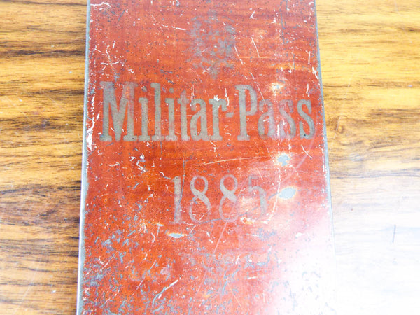 Antique German Empire 1885 Metal Military Pass Etui Military