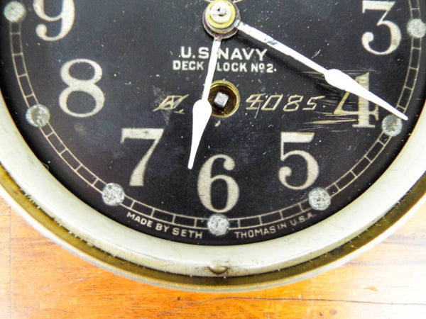 Vintage WW2 Seth Thomas No 2 Deck Clock Brass 1940s US Navy WWII