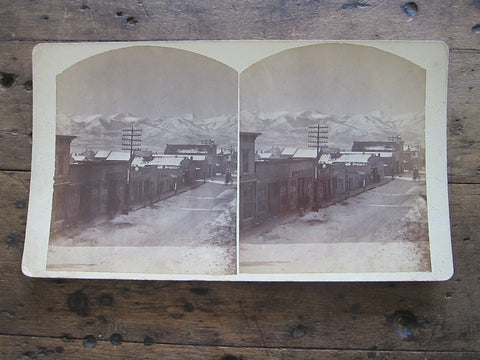 Stereoscope Card by Charles Emery 1880, Evening View Main St Silver Cliff Colorado - Yesteryear Essentials
 - 1