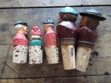 Vintage Set of 5 Anri Wood Carving Wine Stoppers - Yesteryear Essentials
 - 5