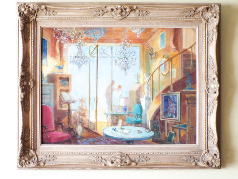 Vintage Original Signed French Gustav Nebel Oil Painting "Antique Shop" - Yesteryear Essentials
 - 1