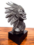 Vintage Signed Bronze Indian Chief Bust Sculpture ~ Bernard Kim