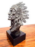 Vintage Signed Bronze Indian Chief Bust Sculpture ~ Bernard Kim