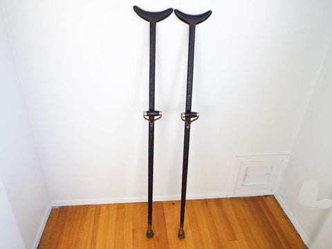 Antique 1800s American Civil War Military Officers Brass Crutches