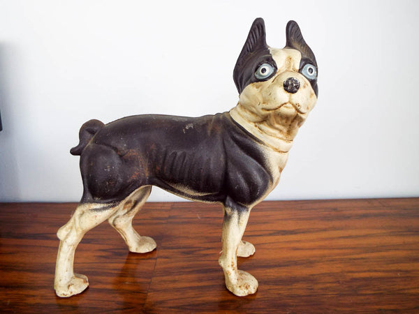 Cast Iron Boston Terrier French Bulldog Statue Doorstop