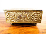 Antique 1910s Heavy Brass Embossed British Arts & Crafts Style Box