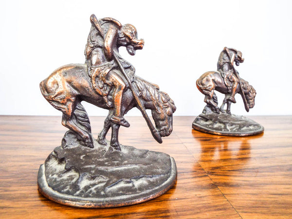 Vintage 1920s Western Indian Horse Bookends End of the Trail after