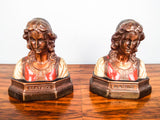 Vintage 1920 Bronze Clad Bookends of Dante Beatrice Bookends by Armor Bronze Co