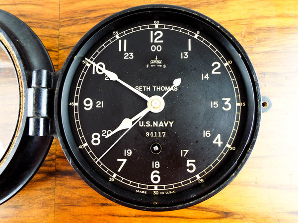 Vintage WW2 Era Seth Thomas Deck Clock US Navy Bakelite Military