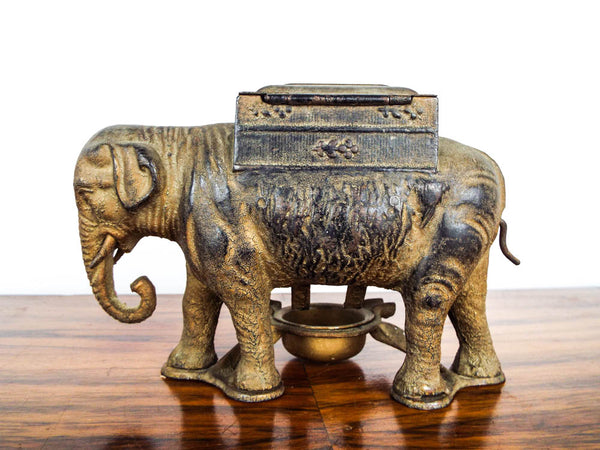 Vintage Cast Iron Elephant Figural Cigarette Roller 1920s Tobacciana  Dispenser
