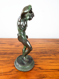 Antique 19th C 10" Bronze Art Sculpture Satyr Faun With Cymbals After Duchemin