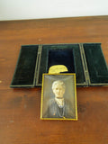 Antique Miniature Cased Painting Of A Bejeweled Lady 1920s Leather Travel Case