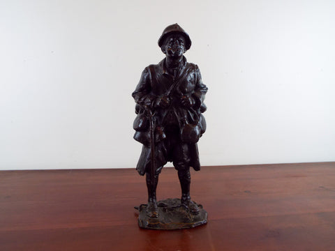 Max Blondat Bronze Sculpture WW1 French Soldier Le Pinard Signed Valsuani France