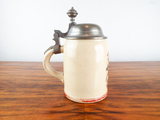 Antique German 1/2L Stein No 557 Pewter Lidded Beer Mug Imer Massvoll Cavalier
