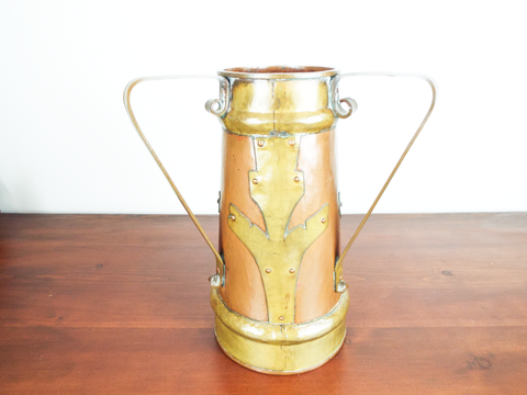 Antique Russian Empire Copper Tula Tyg Trophy Vase Signed Arts & Crafts WW1 Era