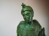 Vintage Verdigris Bronze Sculpture St George & The Dragon Signed J A Finelli 78
