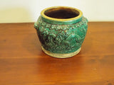 Antique Chinese Green Glazed Ginger Jar 6" Clay Container Old Kitchen Home Decor