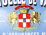 Antique Bowed French Enamel Advertising Sign Mutual Fire Insurance Valence 1920s