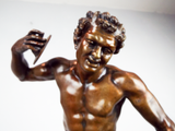 Antique 19th C Large Bronze Art Sculpture Satyr With Cymbals Duchemin Grand Tour
