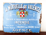 Antique Bowed French Enamel Advertising Sign Mutual Fire Insurance Valence 1920s