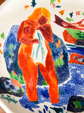 Original Gregorio Prestopino Art Pottery Charger Hand Painted Nude Bather AD 80