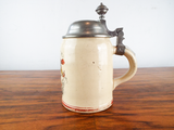 Antique German 1/2L Stein No 557 Pewter Lidded Beer Mug Imer Massvoll Cavalier