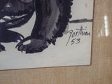Jirayr Zorthian 1953 California Artist Signed Ink Art Vintage Bear Animal