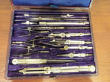 Antique Edwardian English Stanley Cased Mixed Draftman Tool Drawing Set Complete