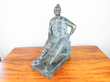Vintage Mexican Bronze Art Sculpture Carlos Aguirre 4/8 Signed Art Rural Woman