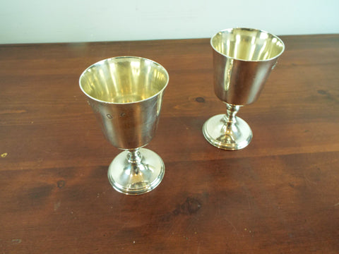 English Sterling Silver Goblets Charles II Style Walter Davies London 1974