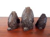 Antique Set Of 3 Japanese Carved Wooden Monkeys 1920s Showa Period Sculptures