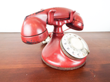 Antique Western Electric 102 B1 Oval Rotary Telephone Factory Red Made In USA