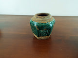 Antique Set Of 3 Chinese Glazed Ginger Jars Hexagonal Clay Containers Home Decor