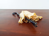 Antique Victorian Folding Carriage Cream Parasol Ebony Handle Sunbrella 1870s