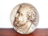 Antique Heavy 12" Bronze Metal Roundel Gentlemans Bust Wall Art 19th C Repousse