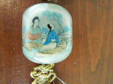 Vintage Reverse Painted Peking Glass Prayer Beads 5 Large 1.5" Unique Jewelry