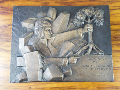 Guy Buffet Bronze French Revolution Sculpture Plaque Declaration of Human Rights
