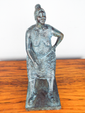 Vintage Mexican Bronze Art Sculpture Carlos Aguirre 4/8 Signed Art Rural Woman