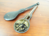 Antique Chinese Opium Scales 19thC Wooden Travel Set Bone Handle Signed Stamped