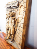 Antique 1920s Black Forest Wood Carving 3 D Art Sculpture German Art Soldier