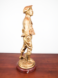 Antique French Sculpture Whistler After Bruonon Made In Paris 19thC Signed Metal