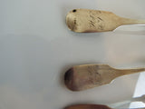 Antique 19th C American German Coin Silver Teaspoons Set Of 4 Fiddleback Design