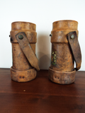 Two Vintage WW2 Leather Ammunition Shell Carrier British Umbrella Cane Bucket