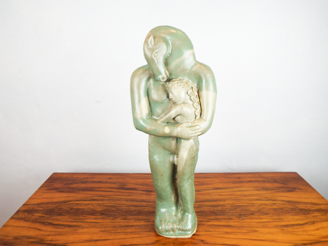 Vintage 1980s Bizarre Art Sculpture Horse Beauty & the Beast Signed Martha Allen