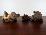 Antique Wooden German Carved Figures Set Of 3 Cherubs Putti Christmas Decor 1910