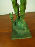 Vintage Verdigris Bronze Sculpture St George & The Dragon Signed J A Finelli 78