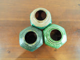 Antique Set Of 3 Chinese Glazed Ginger Jars Hexagonal Clay Containers Home Decor